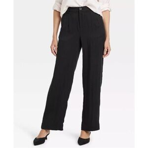 NWT Women's High-Rise Straight Trousers A New Day Pants Office Black 6